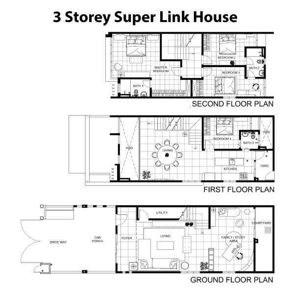 3 Storey Super Link House